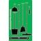 5S Supplies 5S Housekeeping Shadow Board Broom Station Version 2 - Green Board / Black Shadows  With Broom HSB-V2-GREEN-KIT - alternate 1